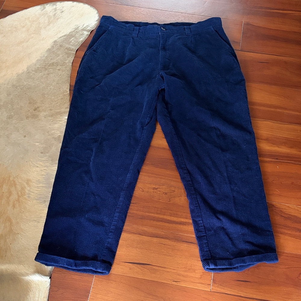 Linea Uomo Men's Navy Corduroy Pants Sz 38x30